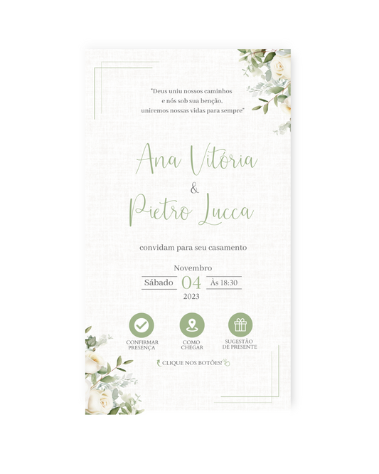 Convite Digital Interativo Casamento Verde - Rubi