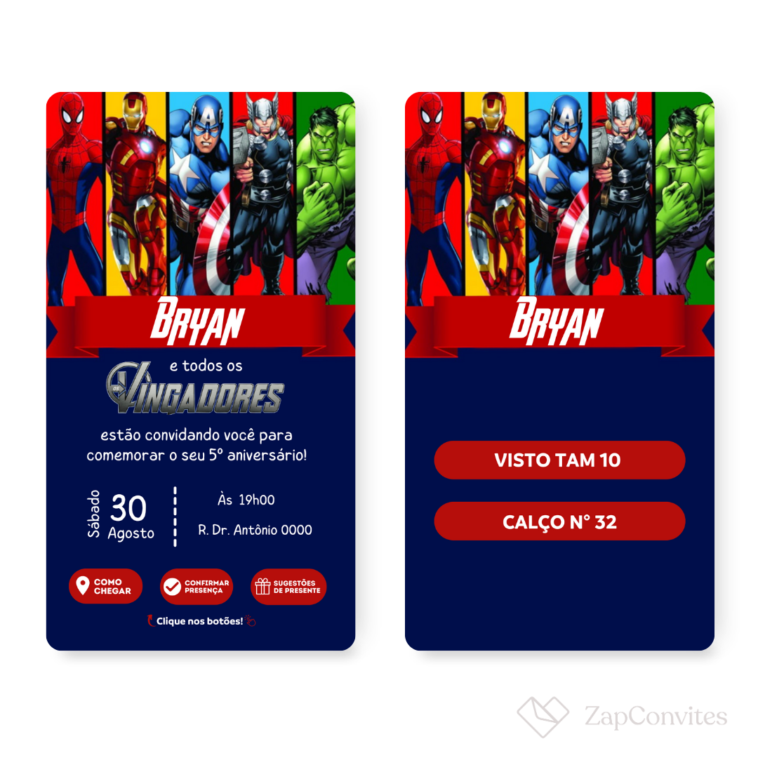 Convite Vingadores