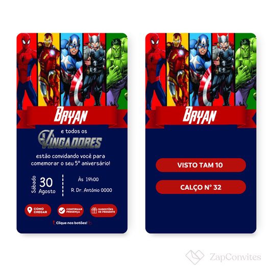 Convite Vingadores
