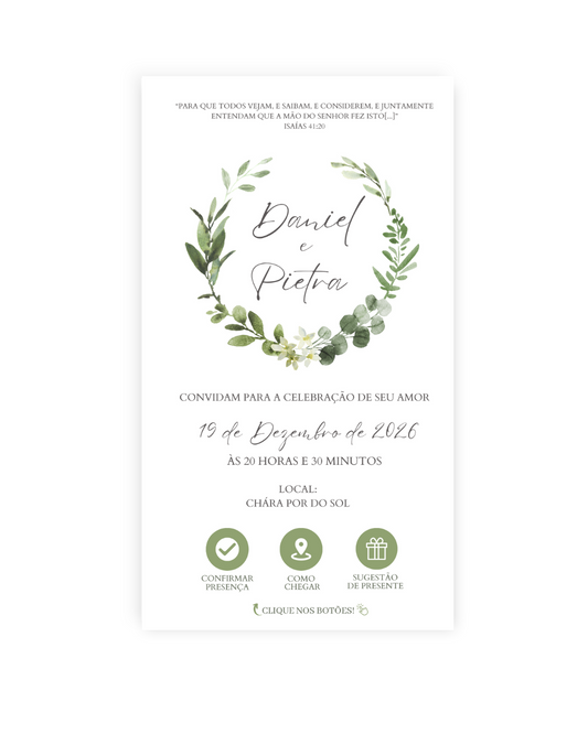 Convite Digital Interativo Casamento Verde - Rubi