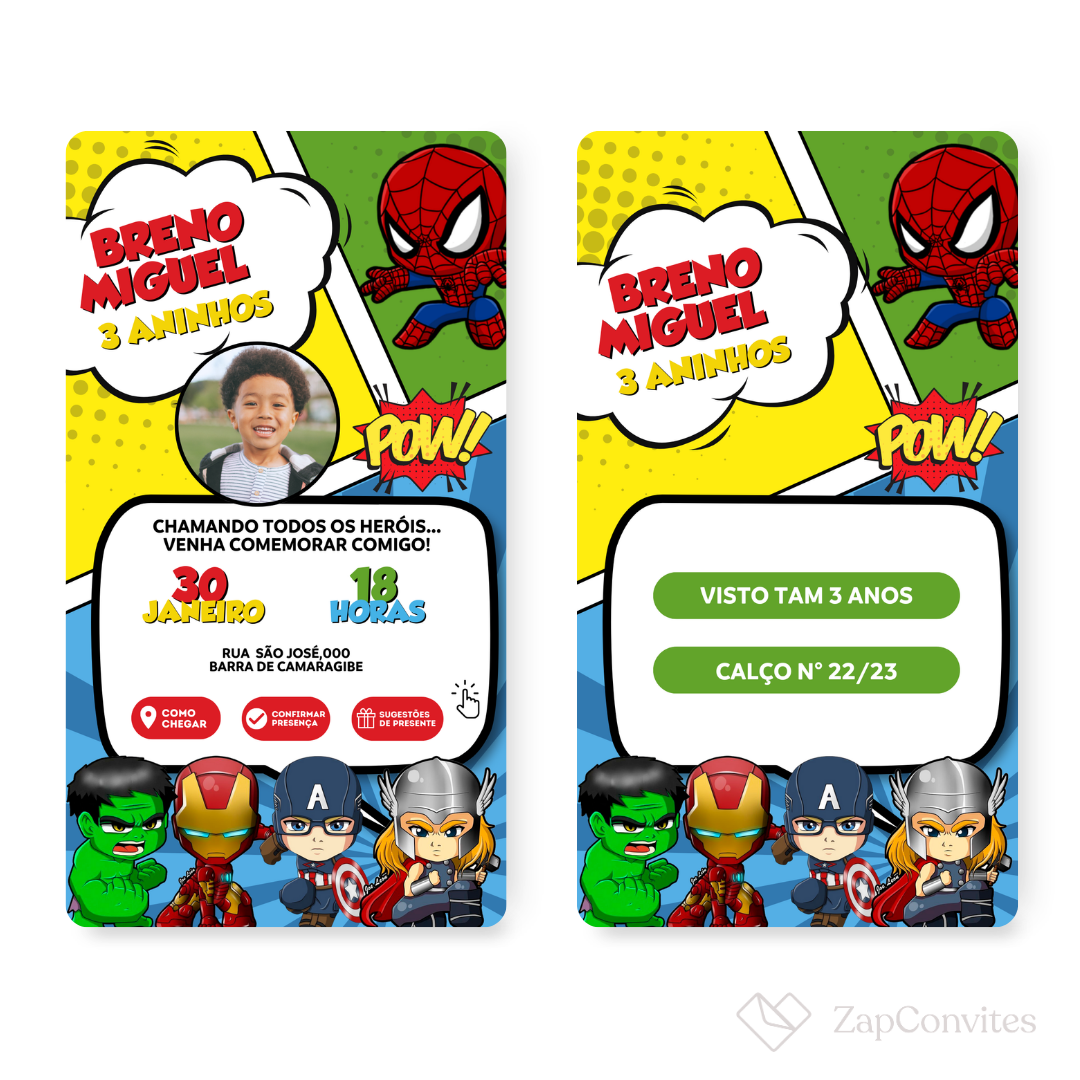 Convite Vingadores