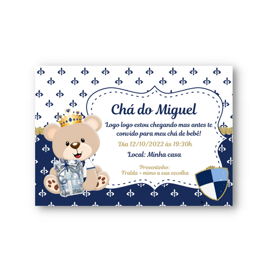 Convite Chá de Bebê Ursinho