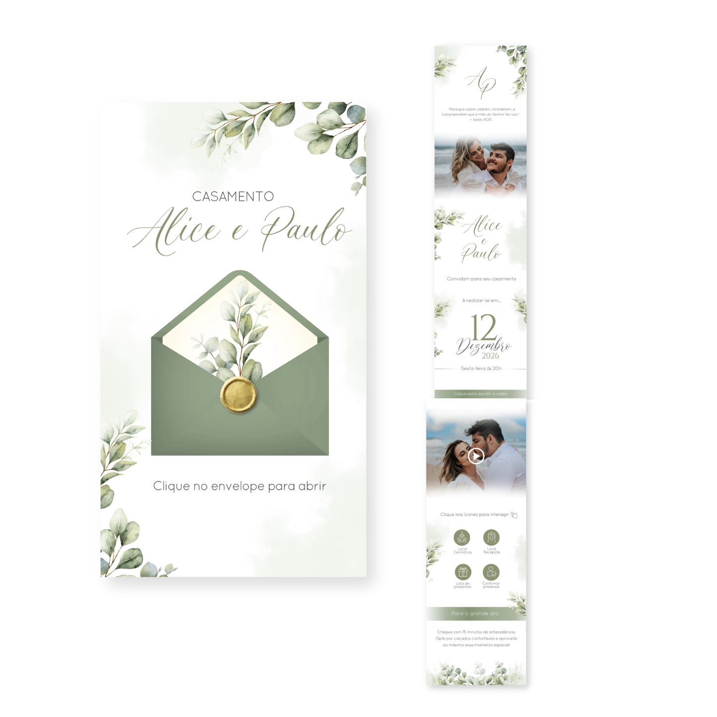 Convite Infinity Casamento Verde - Celestial 01