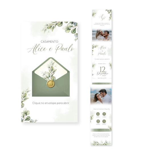 Convite Infinity Casamento Verde - Celestial 01