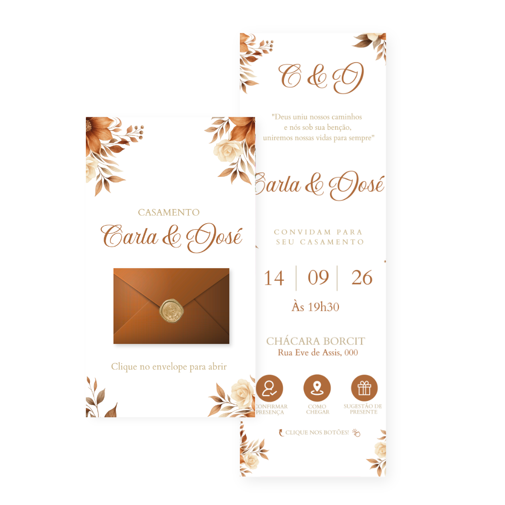 Convite Infinity Casamento Terracota - Royale 01