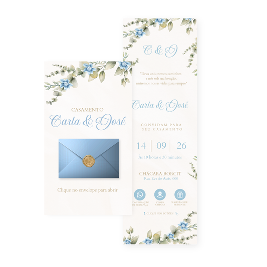 Convite Infinity Casamento Azul - Royale 01