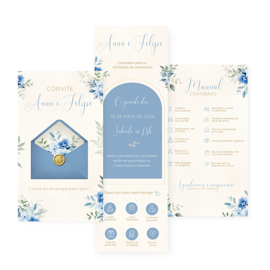 Convite Infinity Casamento Azul - Elegance 01