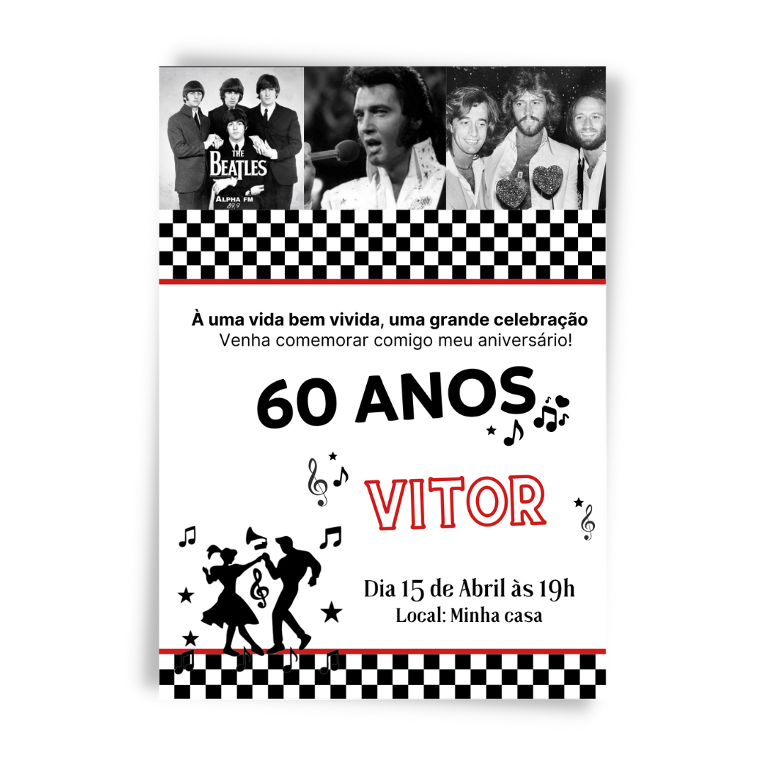 Convite Digital Convencional Anos 60