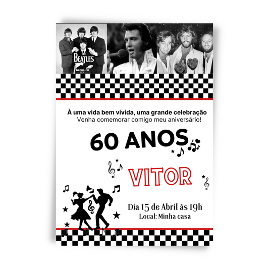 Convite Digital Convencional Anos 60