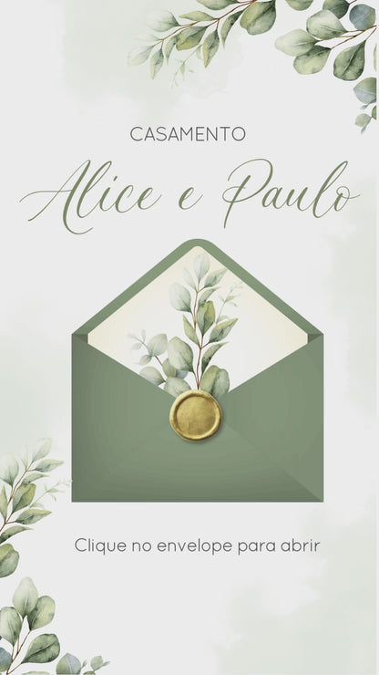Convite Infinity Casamento Verde - Celestial 01