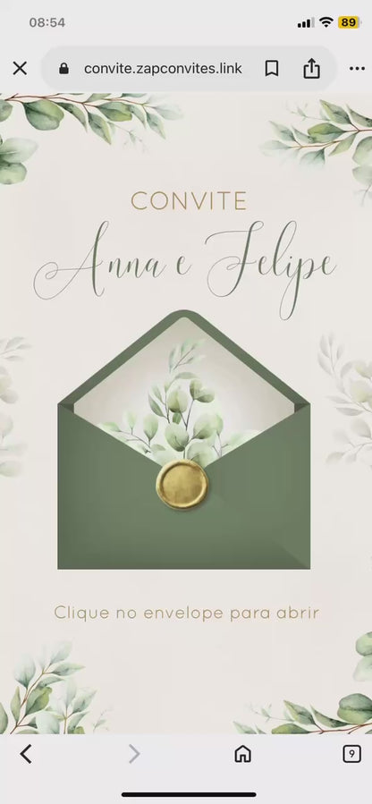 Convite Infinity Casamento Verde - Elegance 01